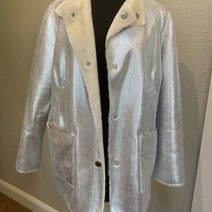 Opening Ceremony Metallic Silver Teddy Jacket
